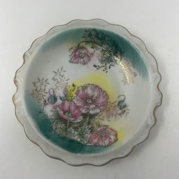 Lefton Pink Floral Miniature Creamer Pitcher w/ Underplate Saucer - Picture 10 of 12